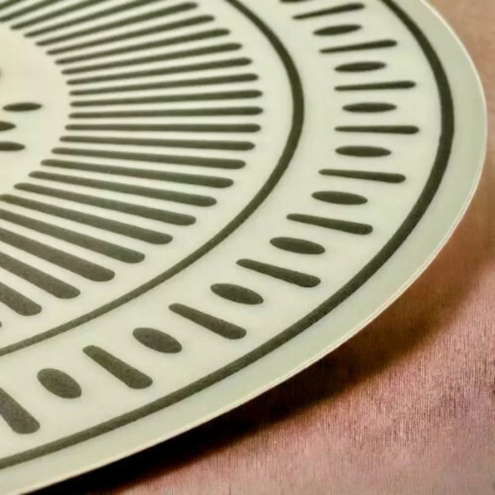 IKEA TUVIRIS Round Placemats Gray Green Geometric Pattern Set of 4